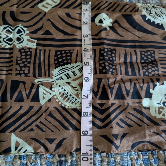 Brown Black Beige Animal Print Striped Spotted 100% Silk Scarf 54x10 - Picture 7 of 7